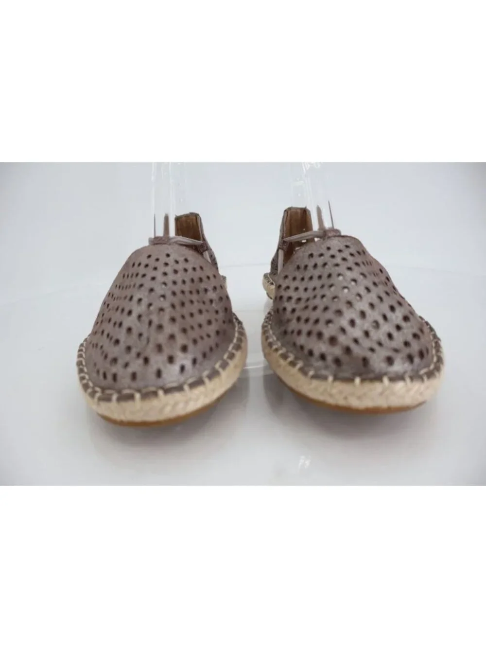Eileen Fisher Womens Lee Espadrille Flat Size 5.5 Gray Metallic Distress Leather
